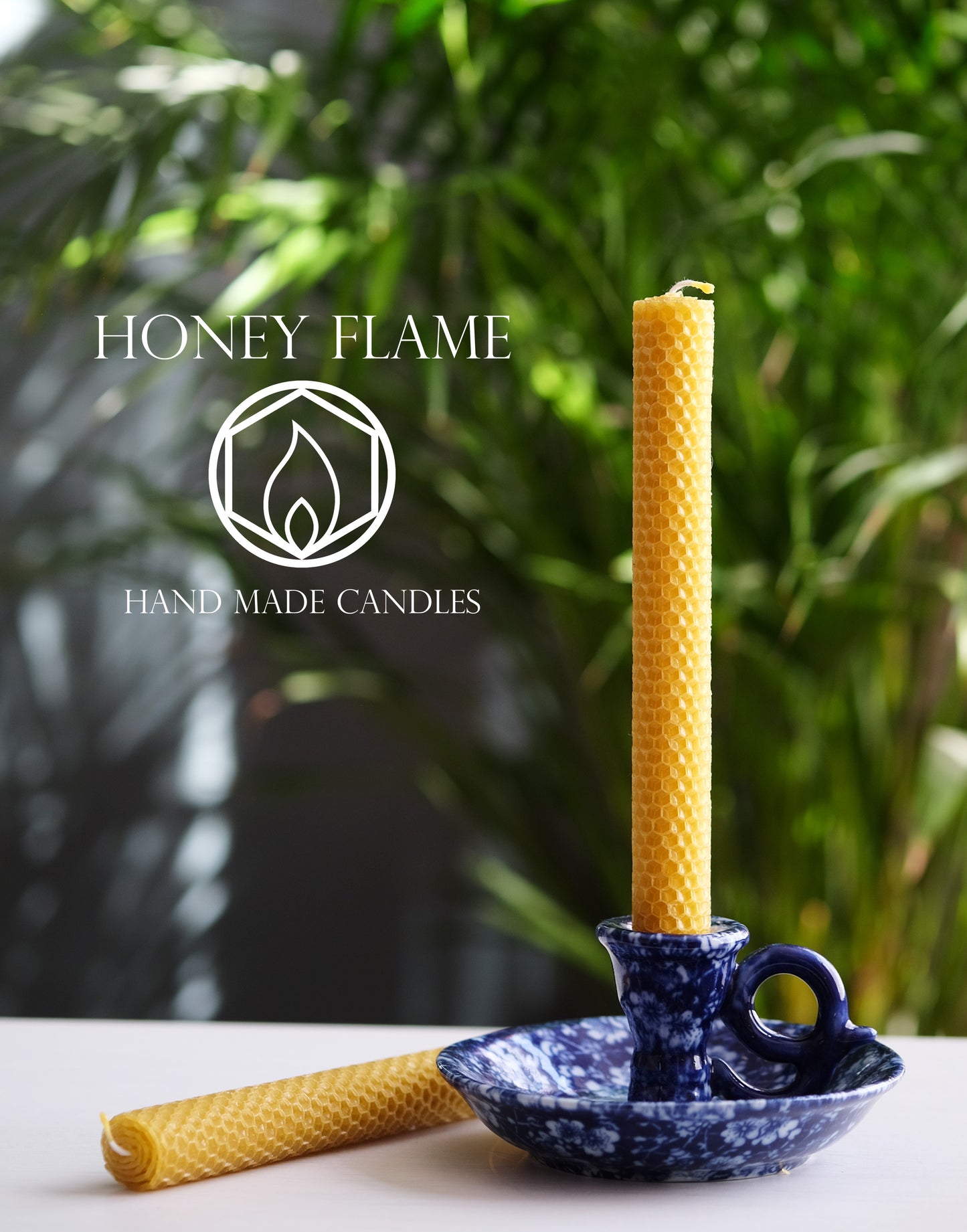 2 x 100% PURE BEESWAX candles - 20cm x 2cm ~ Eco-friendly