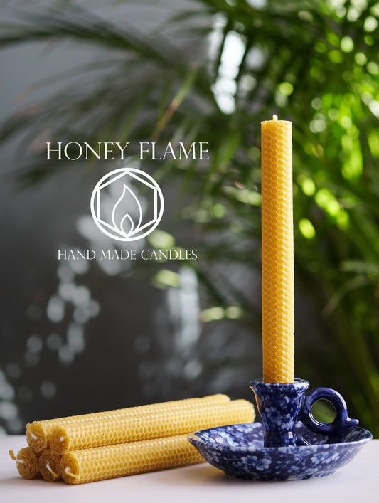 6 x 100% PURE BEESWAX candles - 20cm x 2cm ~ Eco-friendly