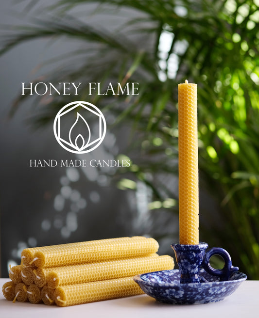 12 x 100% PURE BEESWAX candles ~ 20cm x 2cm ~Eco-friendly