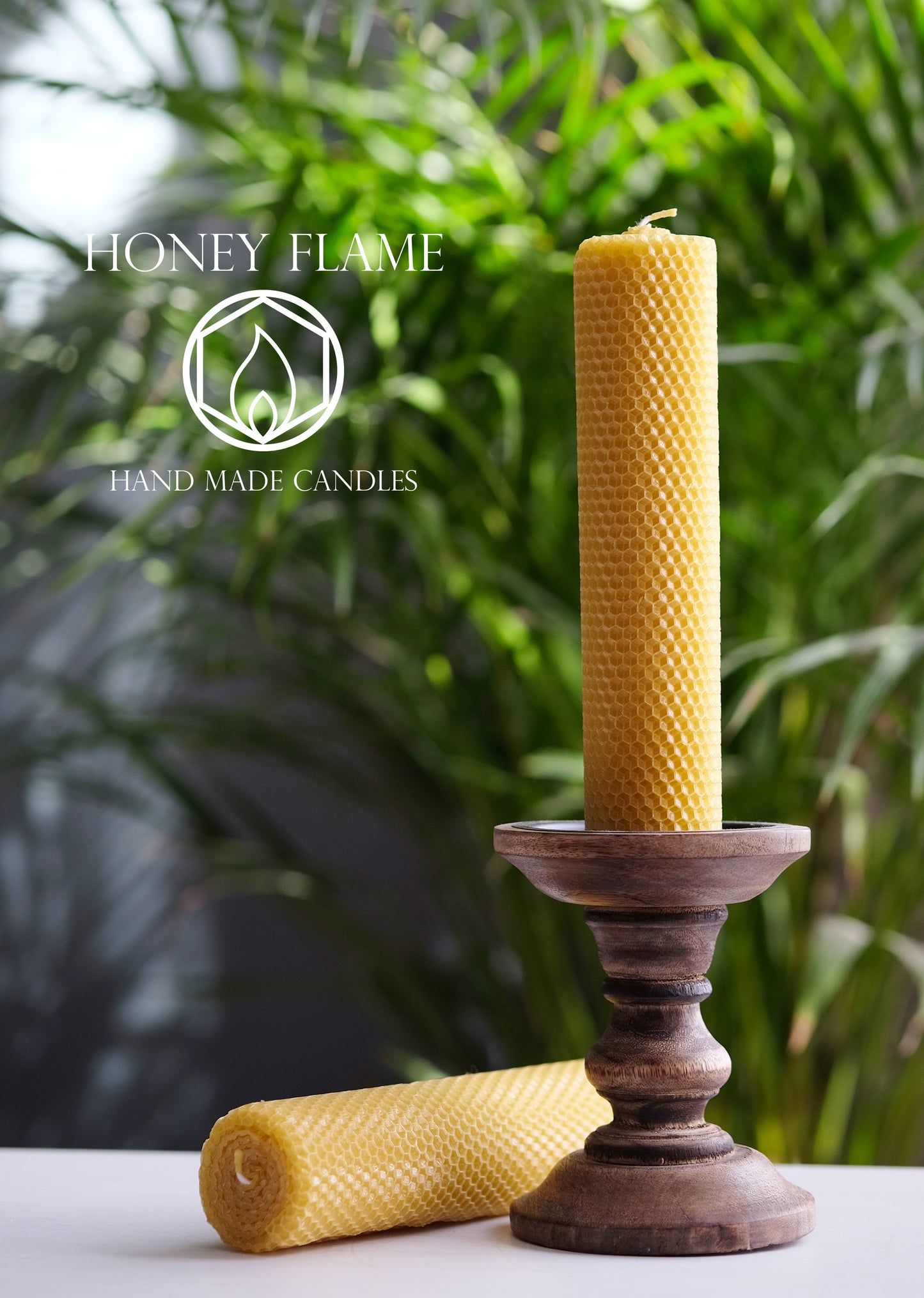 2 Large and Thick 100% PURE BEESWAX PILLAR candles ~ 20cm x 5cm