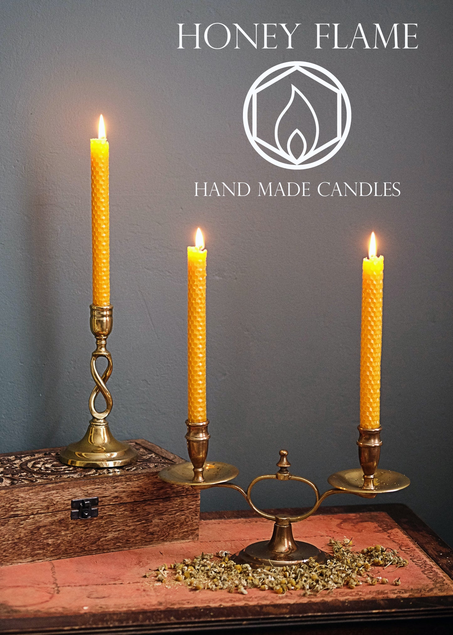 3 x 100% PURE BEESWAX candles - 20cm x 2cm ~ Eco-friendly