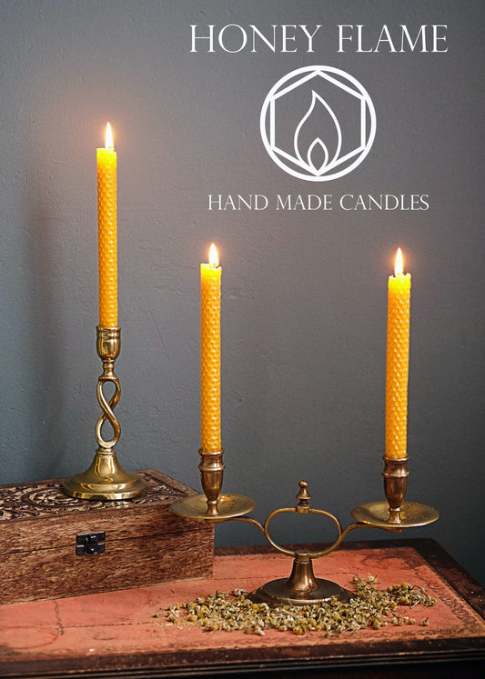 3 x 100% PURE BEESWAX candles - 20cm x 2cm ~ Eco-friendly