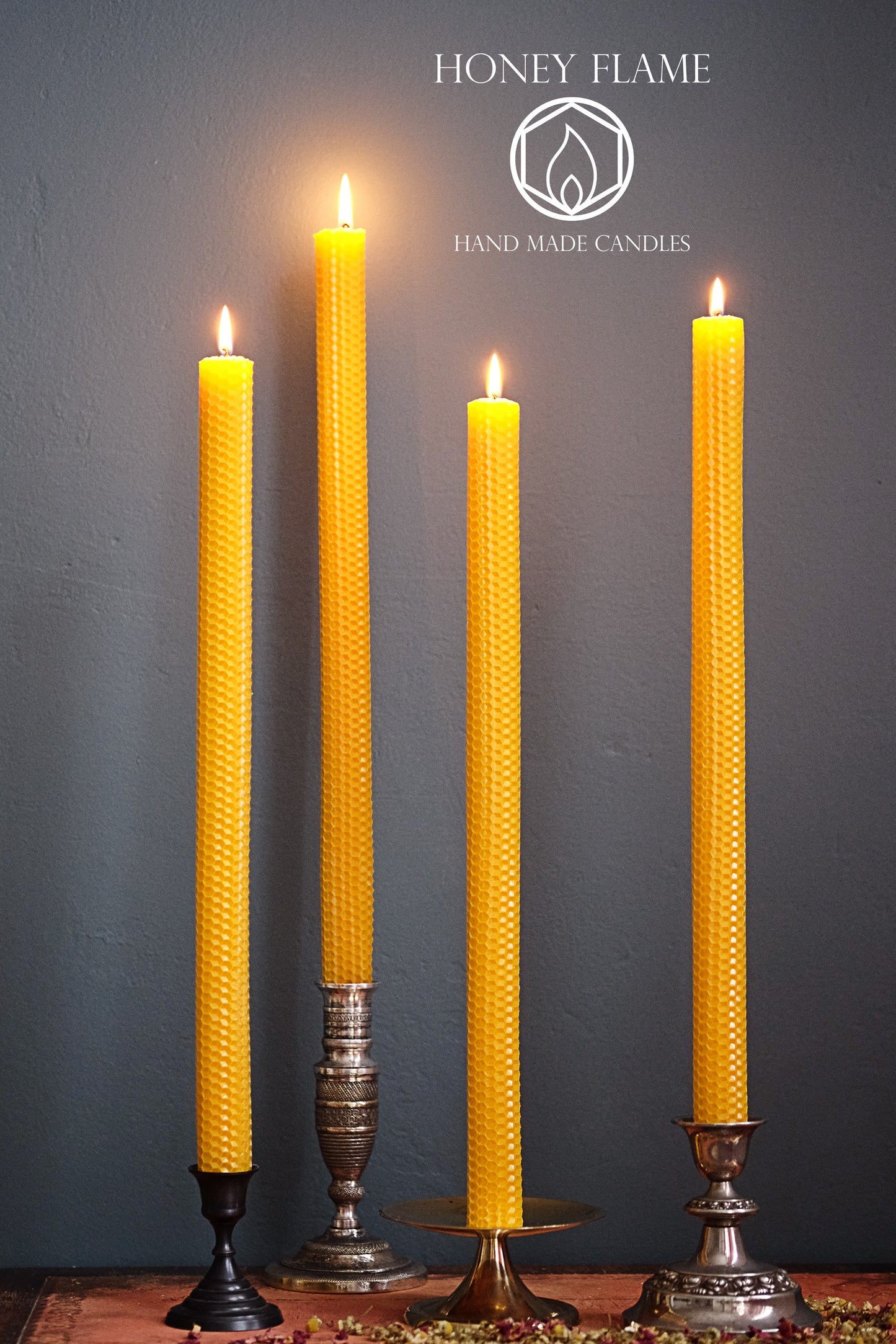 4 x 100% EXTRA TALL PURE BEESWAX candles - 40cm x 2.5cm ~ Eco-friendly