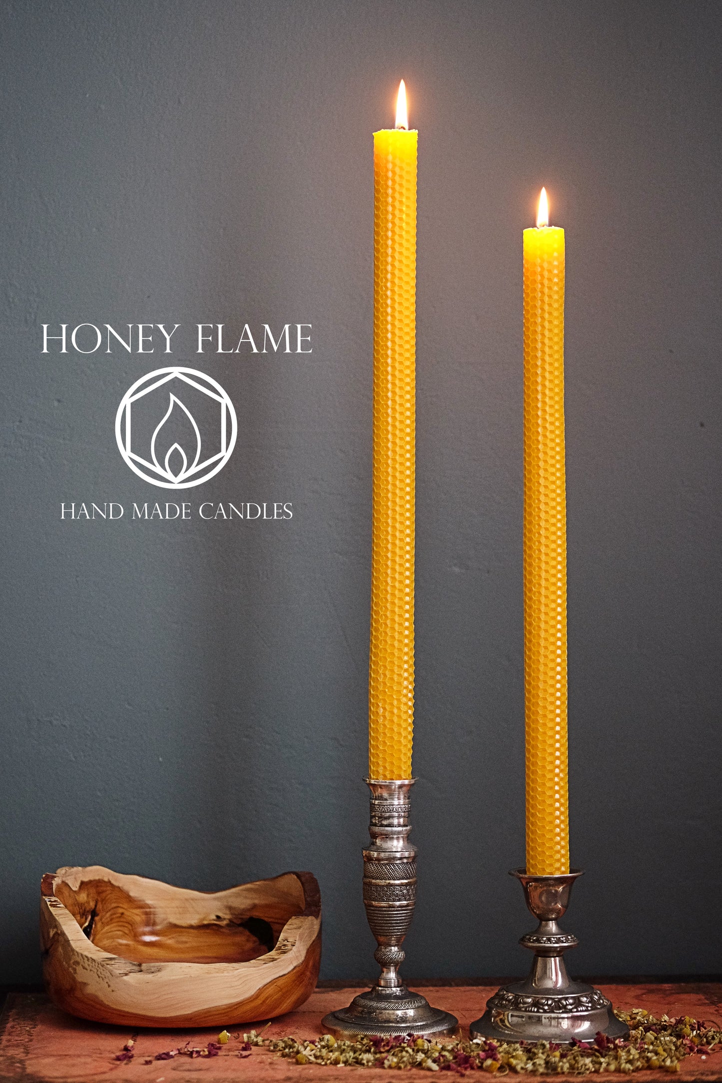 2 x 100% EXTRA TALL 100% PURE BEESWAX candles - 40cm x 2.5cm ~ Eco-friendly