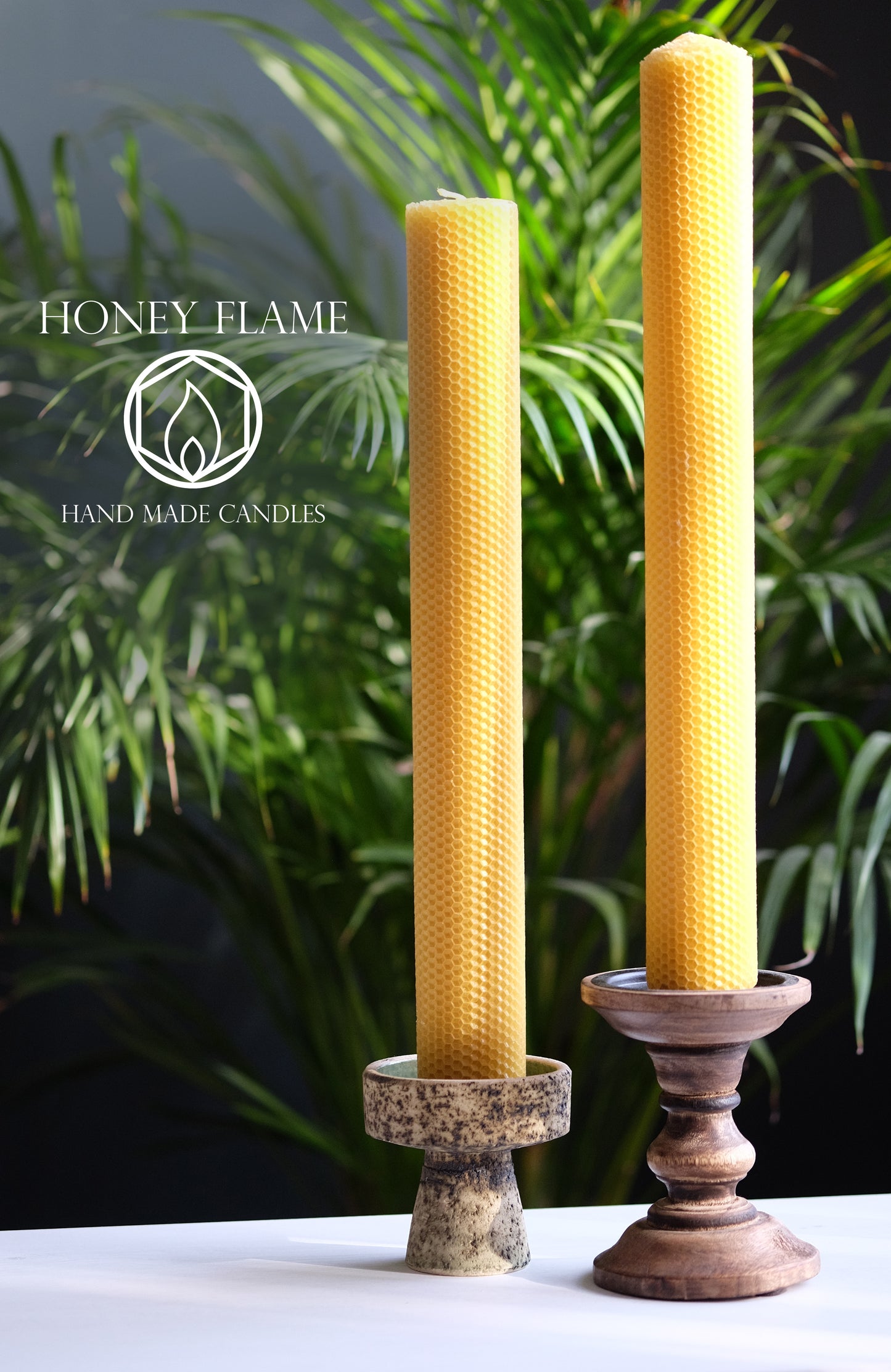 2 Tall, Large and Thick 100% PURE BEESWAX PILLAR candles ~ 40cm x 5cm ~ Eco-Friendly!!