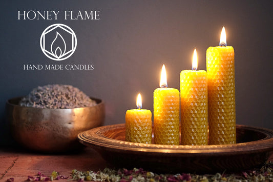 FOUR graduated HIGH QUALITY 100% natural pillar BEESWAX candles