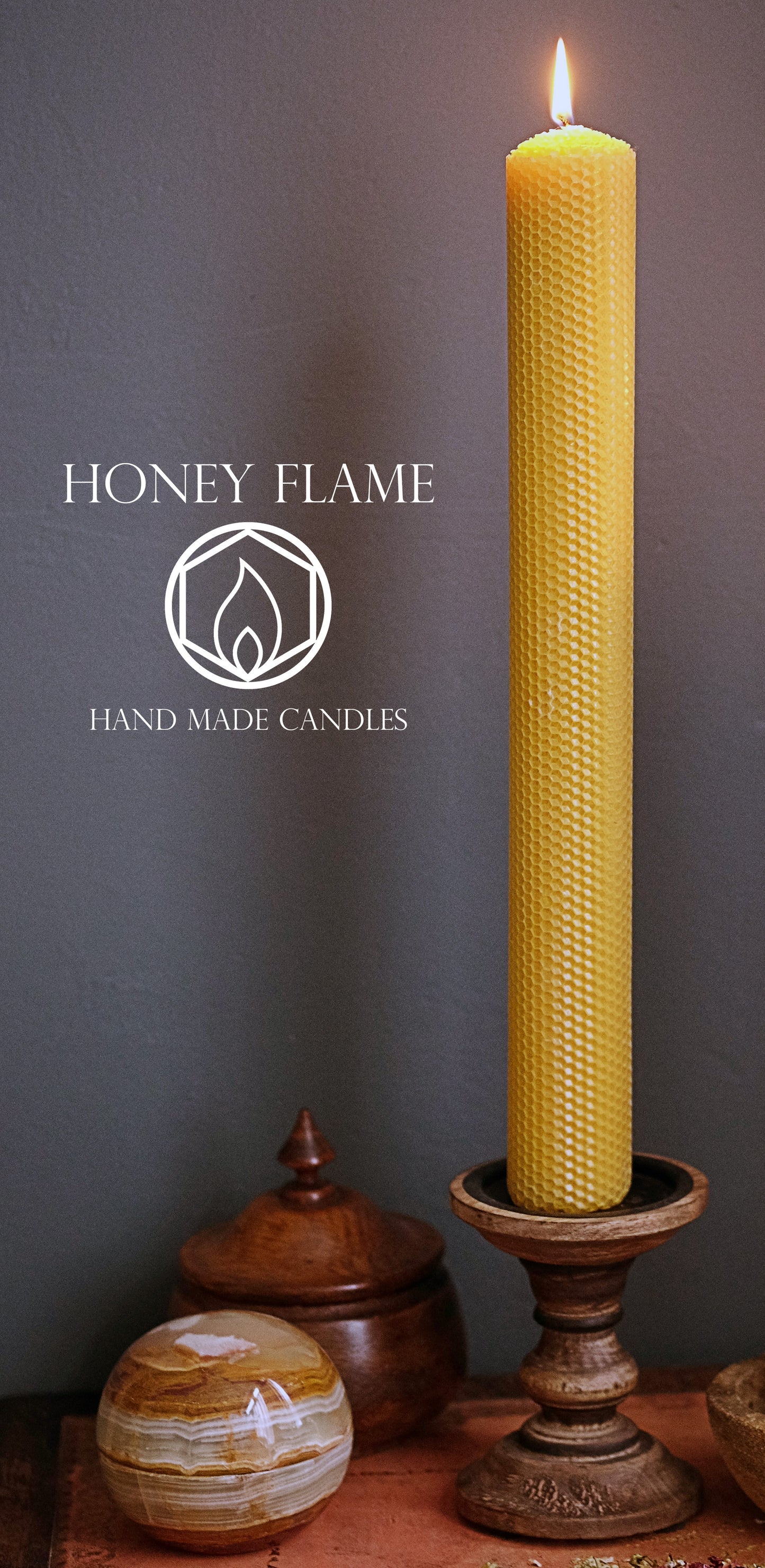 ONE Tall, Large and Thick 100% PURE BEESWAX PILLAR Candle ~ 20cm x 5cm ~ Eco-Friendly!